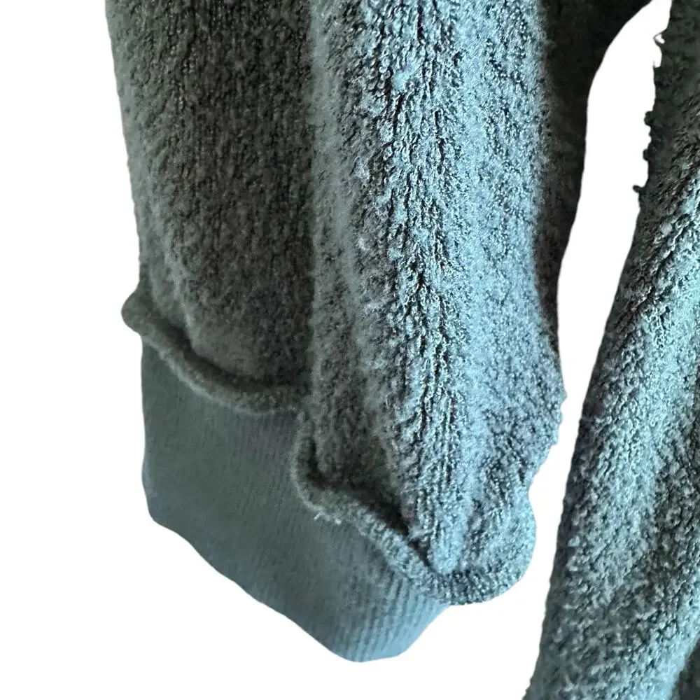 NWOT-Free People Take It Off Textured Pullover Sweatshirt Teal Size:XS OVERSIZED